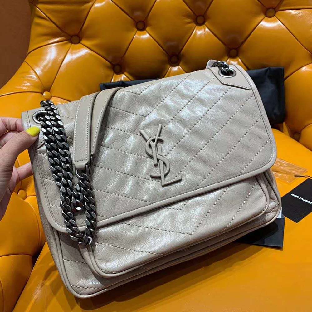 Saint Laurent YSL Women Medium Niki Bag Crinkled Vintage-Sandy - image 4