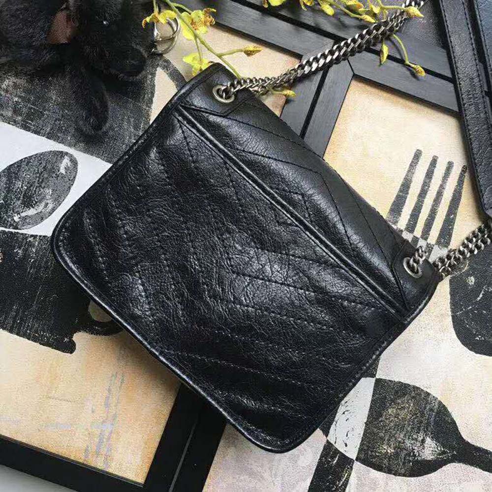 Saint Laurent YSL Women Niki Baby Crinkled Vintage Bag-Black - image 6