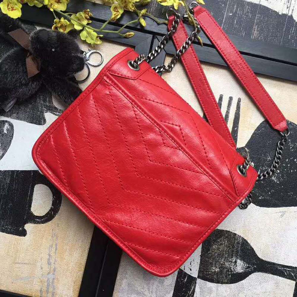 Saint Laurent YSL Women Niki Baby Crinkled Vintage Bag-Red - image 7