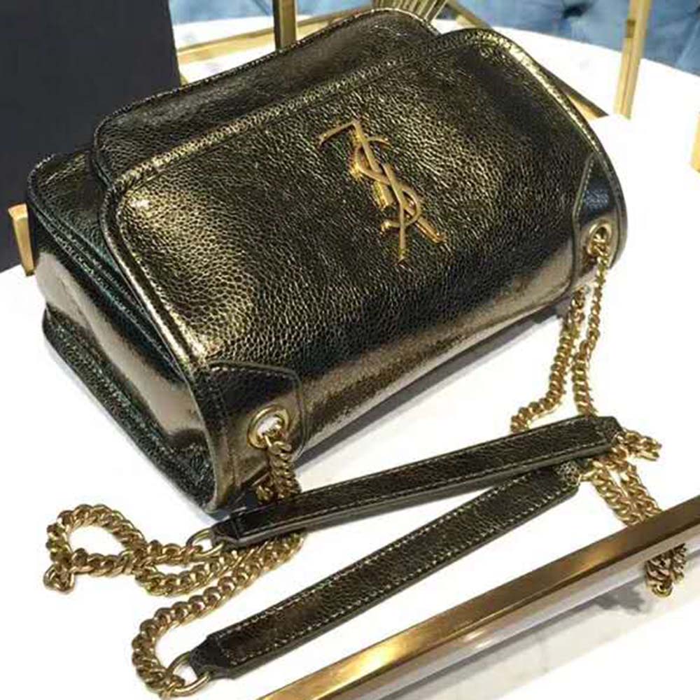 Saint Laurent YSL Women Niki Baby in Metallic Leather-Black - image 5