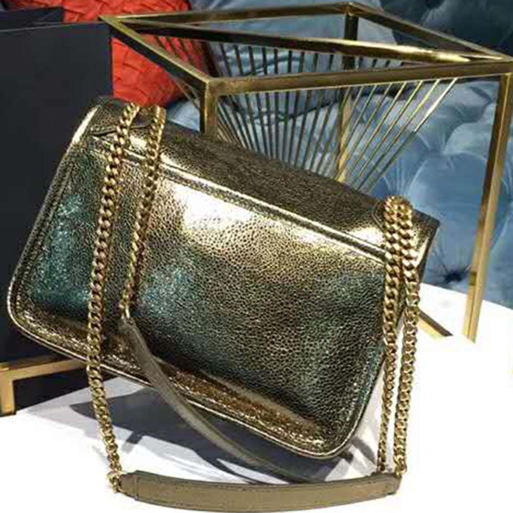 Saint Laurent YSL Women Niki Baby in Metallic Leather-Black - image 7