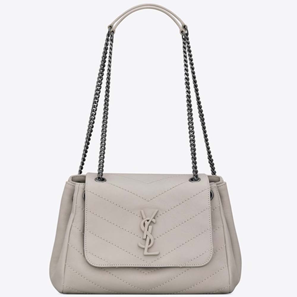 Front view of Saint Laurent YSL Women Nolita Small Bag Vintage Leather-White
