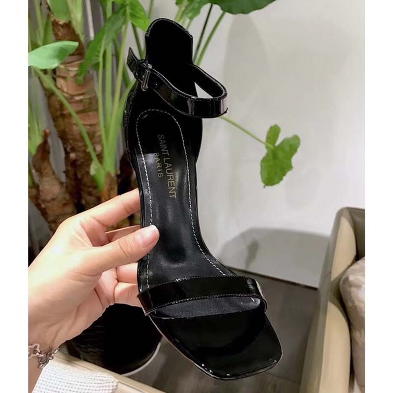 Saint Laurent YSL Women Opyum 110 Sandals Patent Leather-Black - image 4