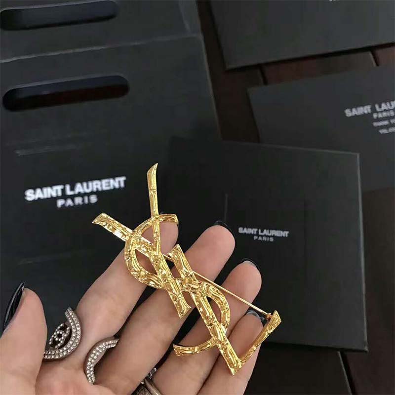 Saint Laurent YSL Women Opyum YSL Crocodile Brooch Gold Brass - image 4