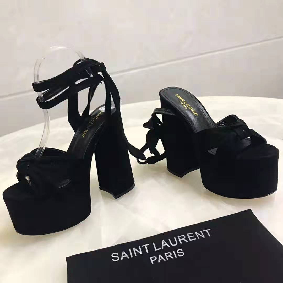 Saint Laurent YSL Women Paige Platform Sandals Suede 14.5 cm Heel - image 6