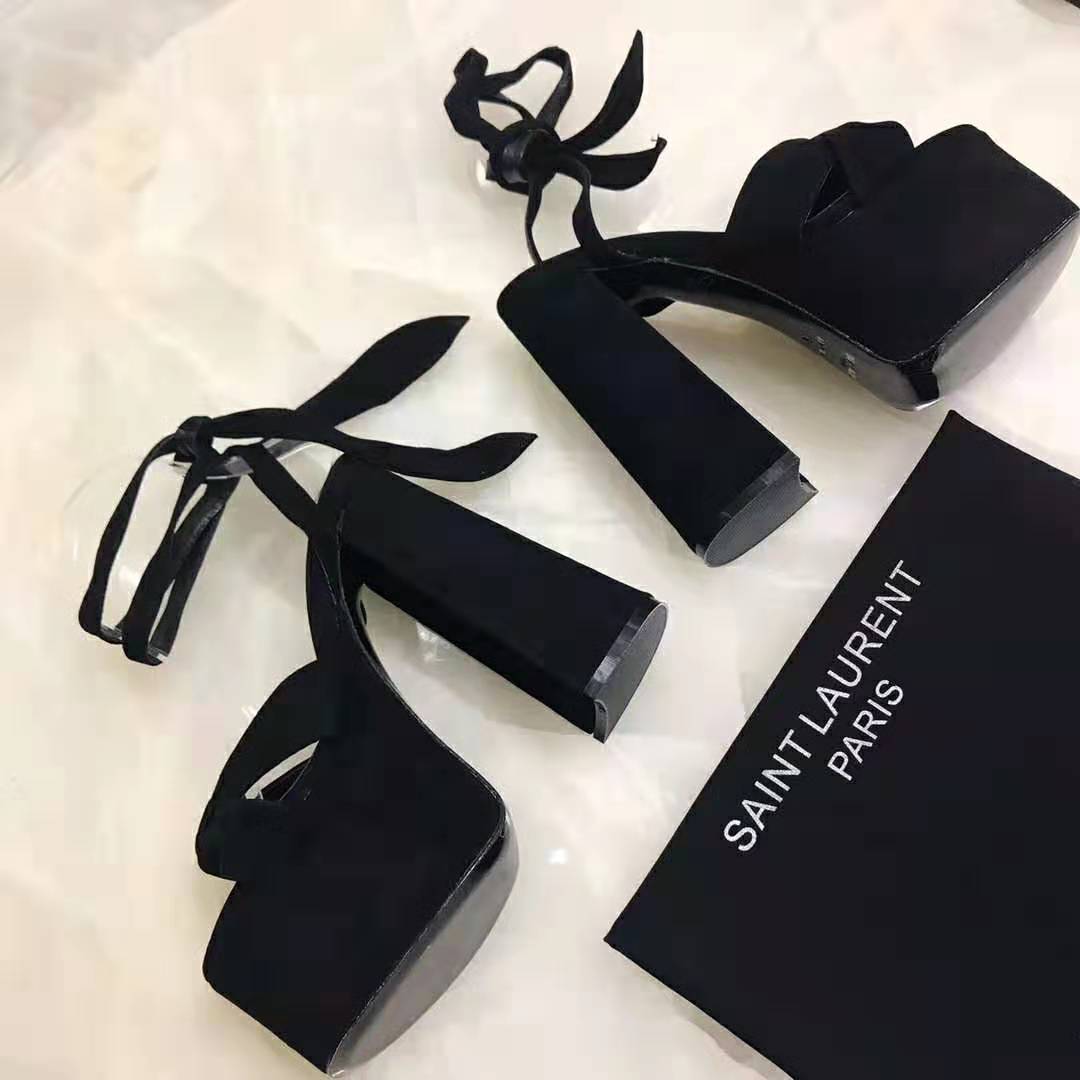 Saint Laurent YSL Women Paige Platform Sandals Suede 14.5 cm Heel - image 5