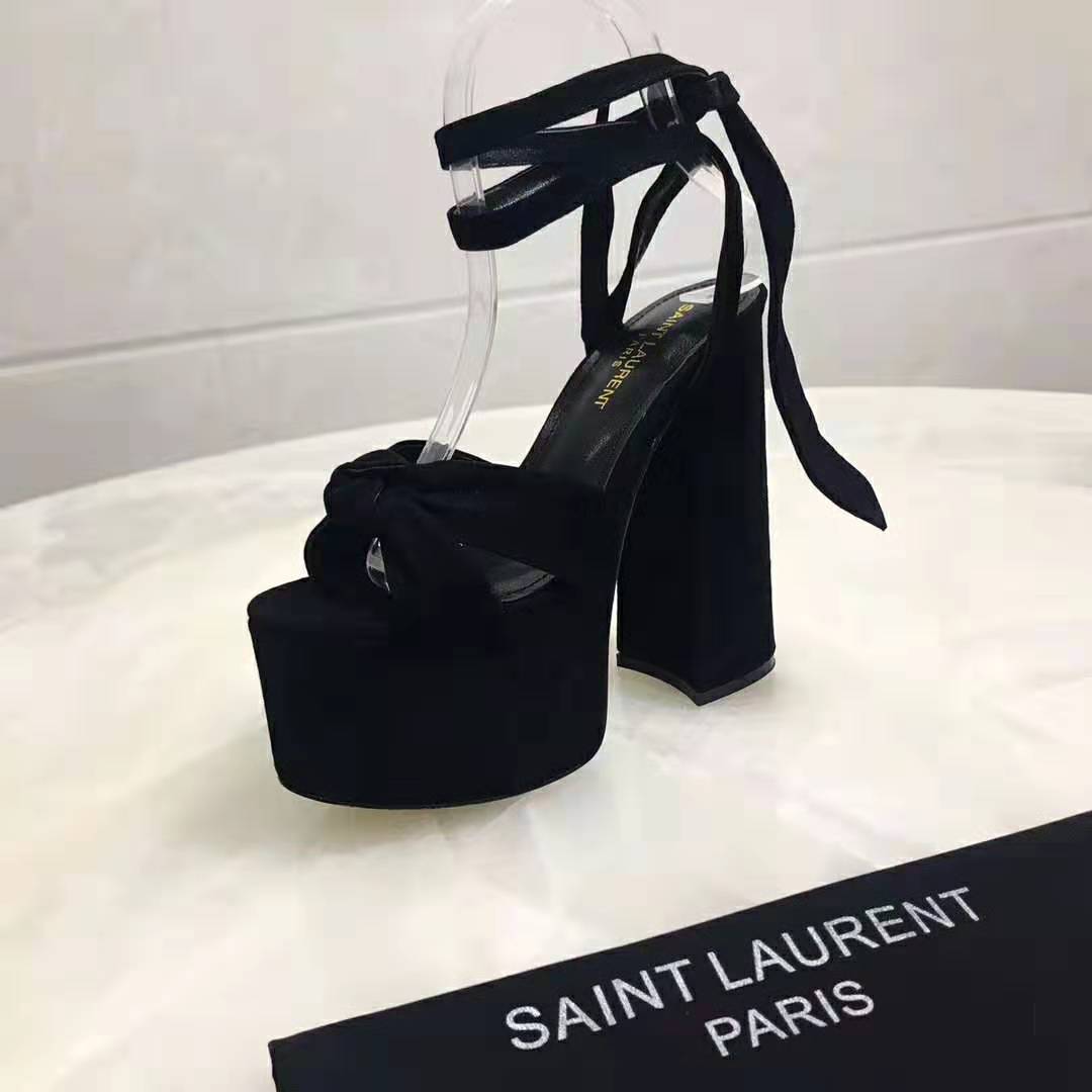 Saint Laurent YSL Women Paige Platform Sandals Suede 14.5 cm Heel - image 7