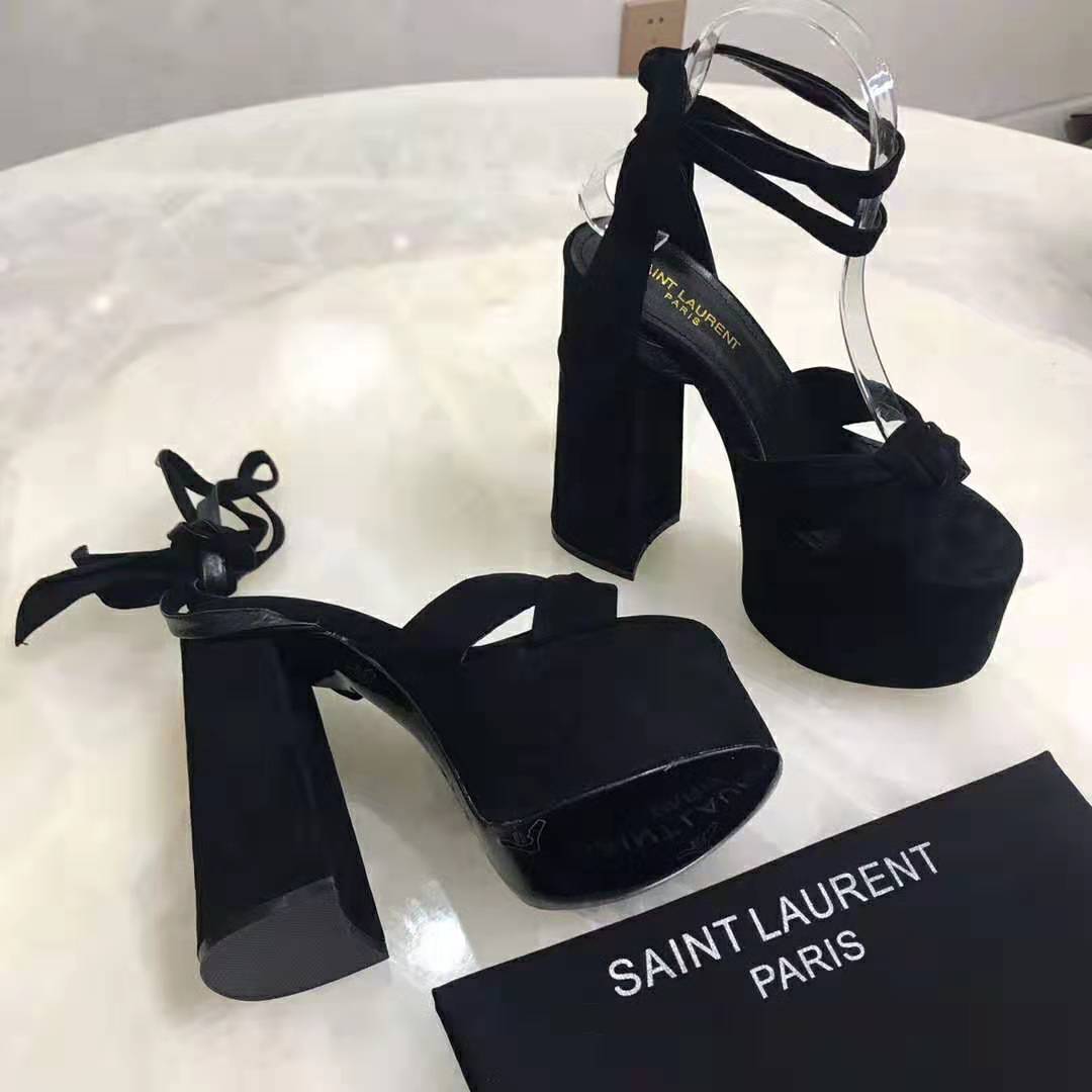 Saint Laurent YSL Women Paige Platform Sandals Suede 14.5 cm Heel - image 4