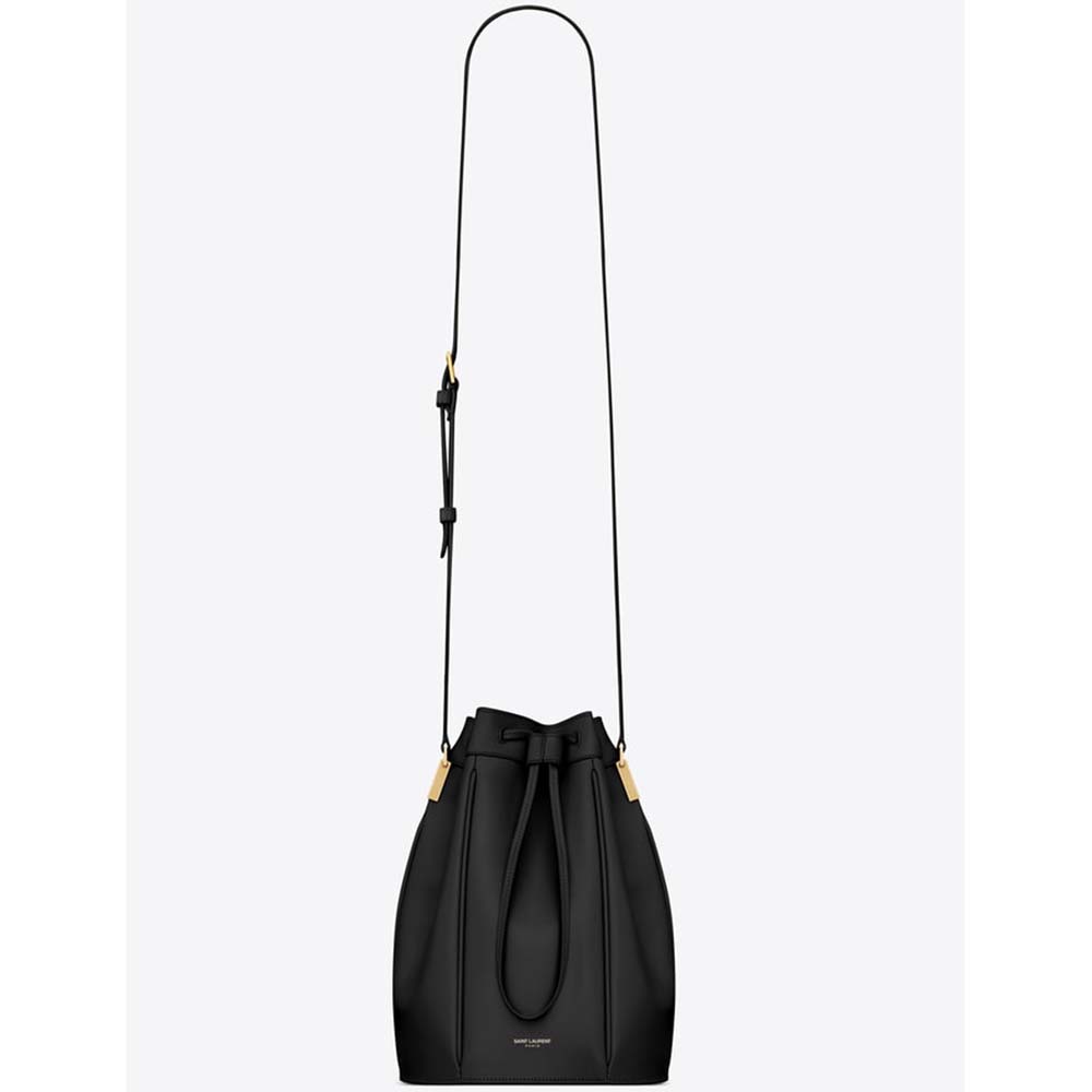 Front view of Saint Laurent YSL Women Saffiano Leather Mini Shoulder Bag-Black