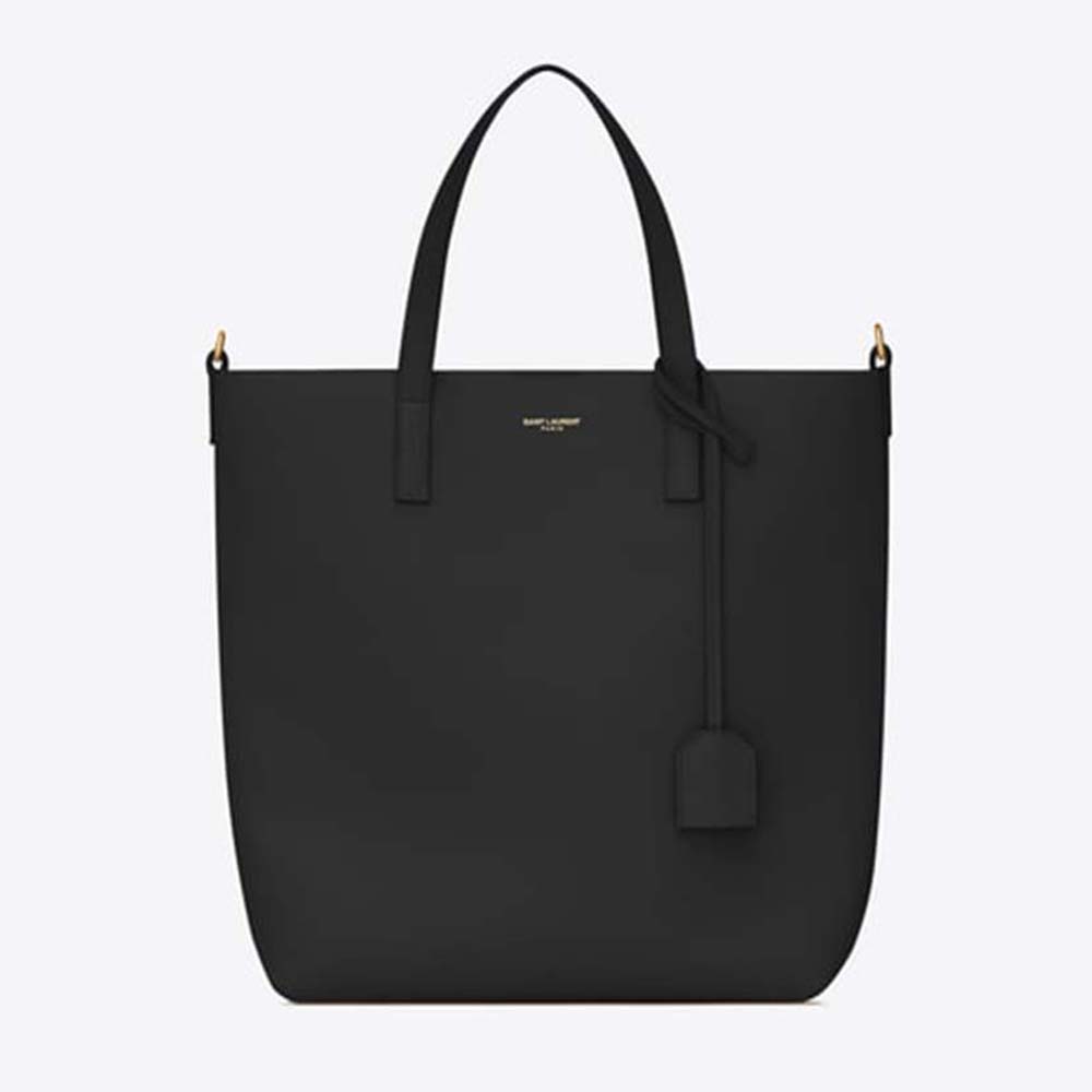 Front view of Saint Laurent YSL Women Saint Laurent Toy Shopping Supple-Black bag