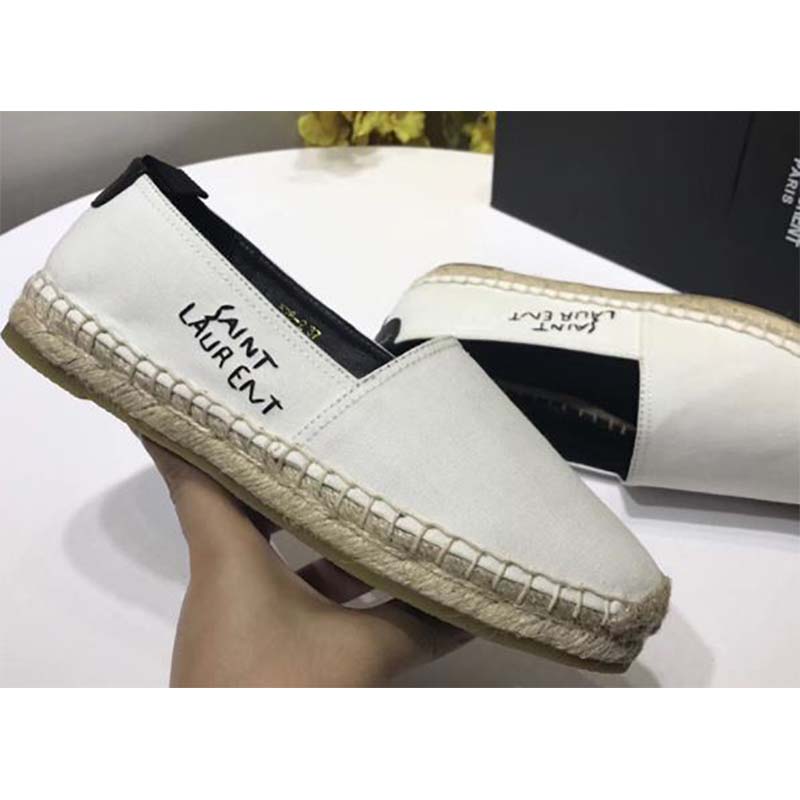 Saint Laurent YSL Women Shoes Embroidered Espadrilles in Cotton-White - image 4