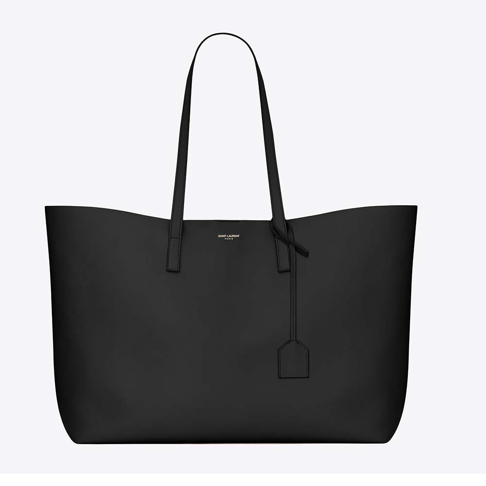 Front view of Saint Laurent YSL Women Shopping Saint Laurent Tote Black Leather