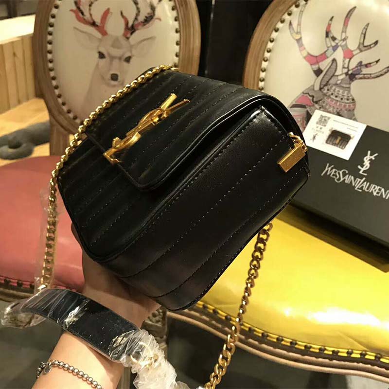 Saint Laurent YSL Women Shoulder Vicky Small Matelasse Lambskin-Black - image 5