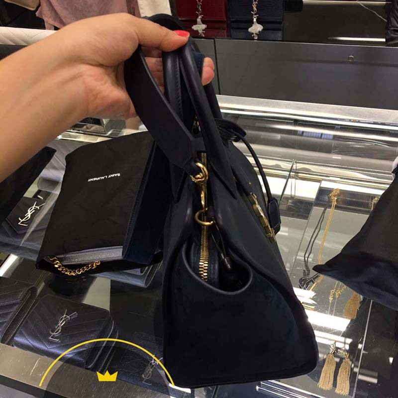 Saint Laurent YSL Women Small Downtown Cabas Bag Navy Suede - image 5
