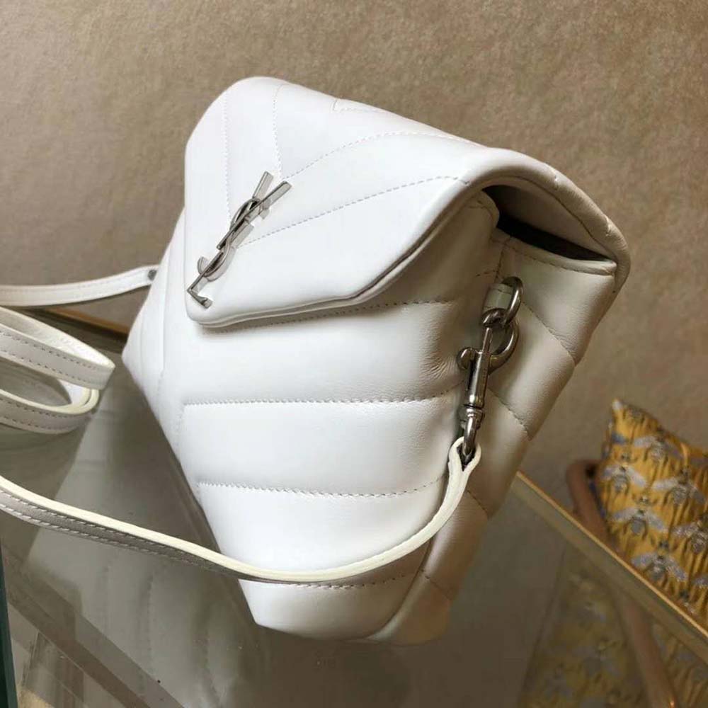 Saint Laurent YSL Women Small Loulou Bag Y Quilted Leather-White - image 4