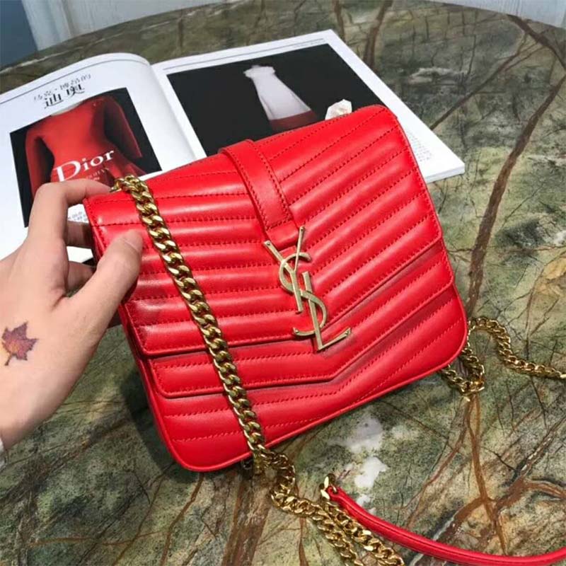 Side profile showing compact shape of Saint Laurent YSL Women Sulpice Small bag