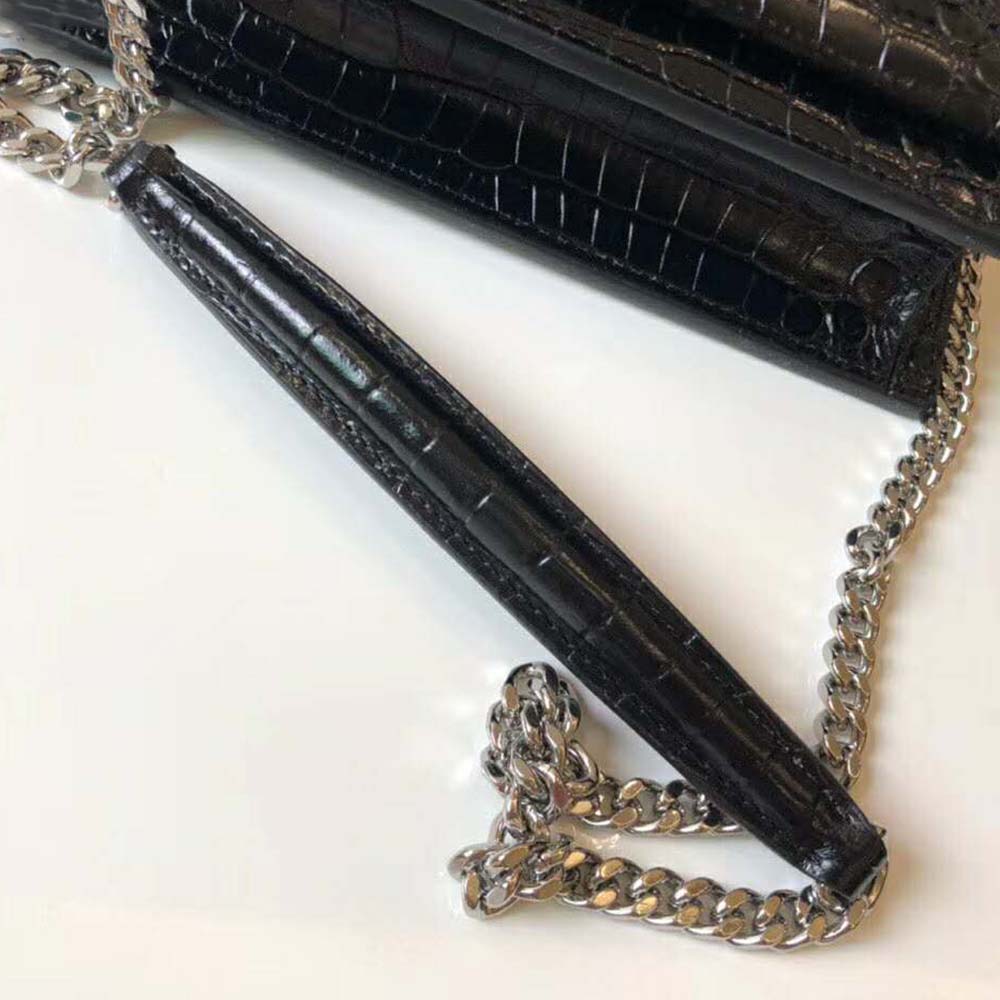 Saint Laurent YSL Women Sunset Small Supple Crocodile Embossed-Black - image 7