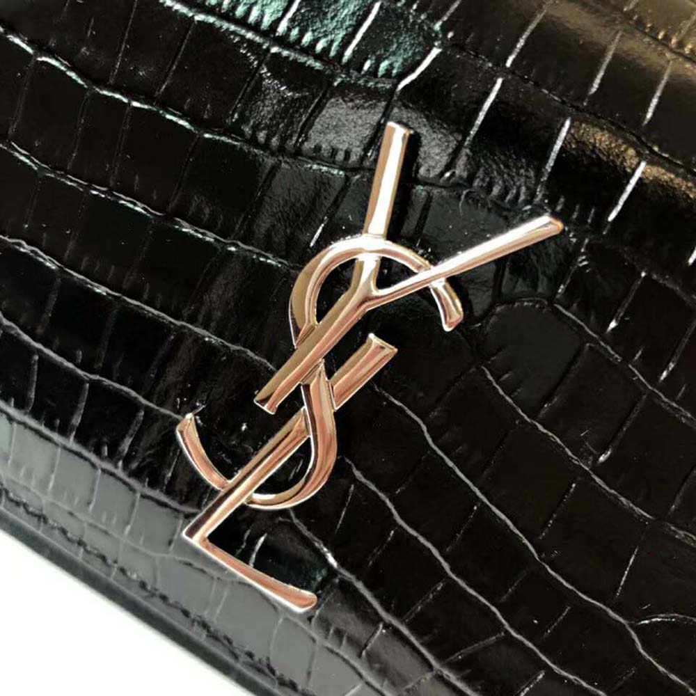 Saint Laurent YSL Women Sunset Small Supple Crocodile Embossed-Black - image 6