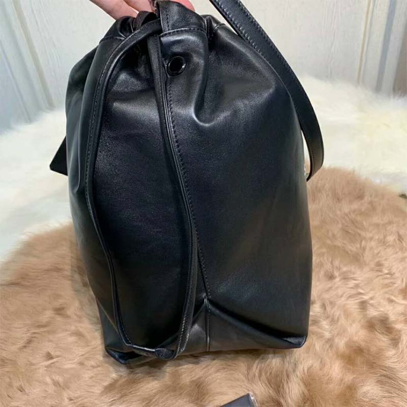 Saint Laurent YSL Women Teddy Drawstring Bag Smooth Leather-Black - image 5