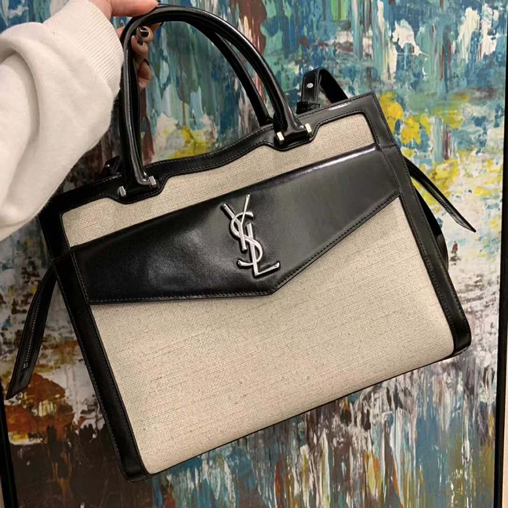 Saint Laurent YSL Women Uptown Large Tote in Linen Canvas - image 4