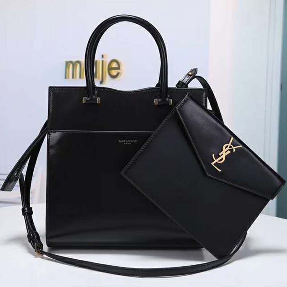 Saint Laurent YSL Women Uptown Small Tote Shiny Smooth Leather-Black - image 5