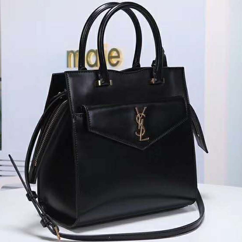 Saint Laurent YSL Women Uptown Small Tote Shiny Smooth Leather-Black - image 6