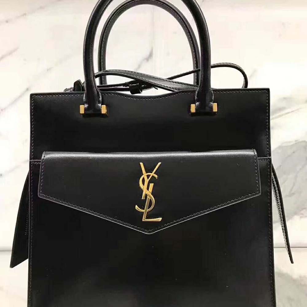 Saint Laurent YSL Women Uptown Small Tote Shiny Smooth Leather-Black - image 4