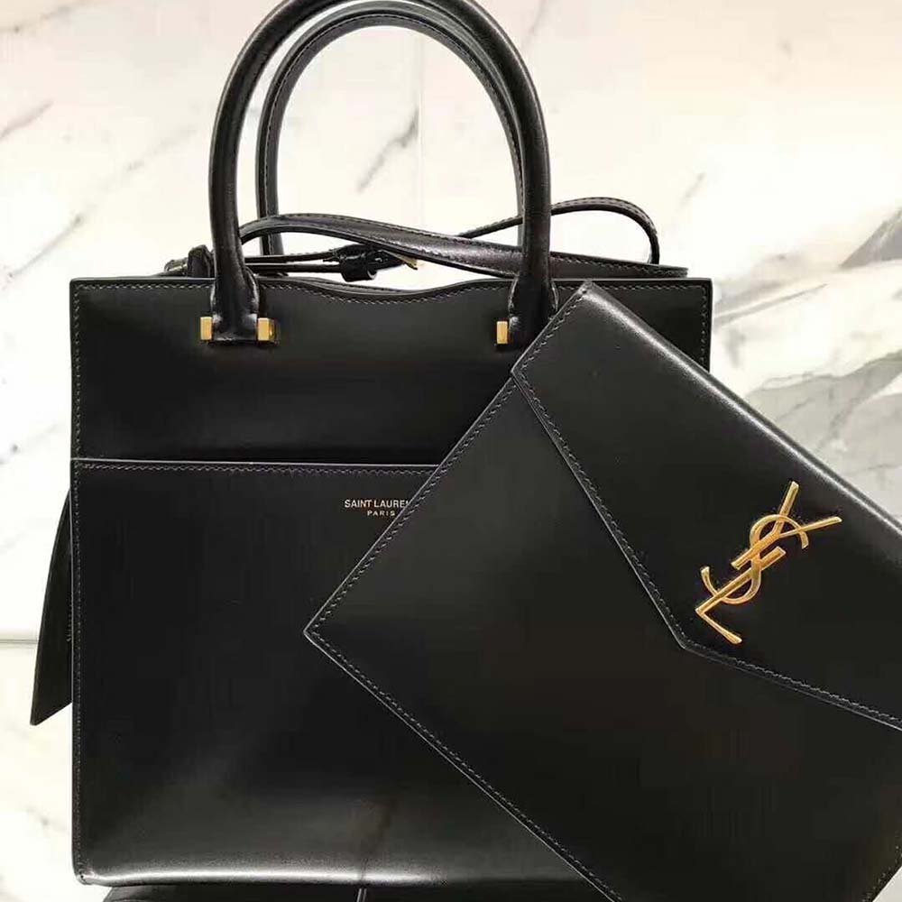 Saint Laurent YSL Women Uptown Small Tote Shiny Smooth Leather-Black - image 7
