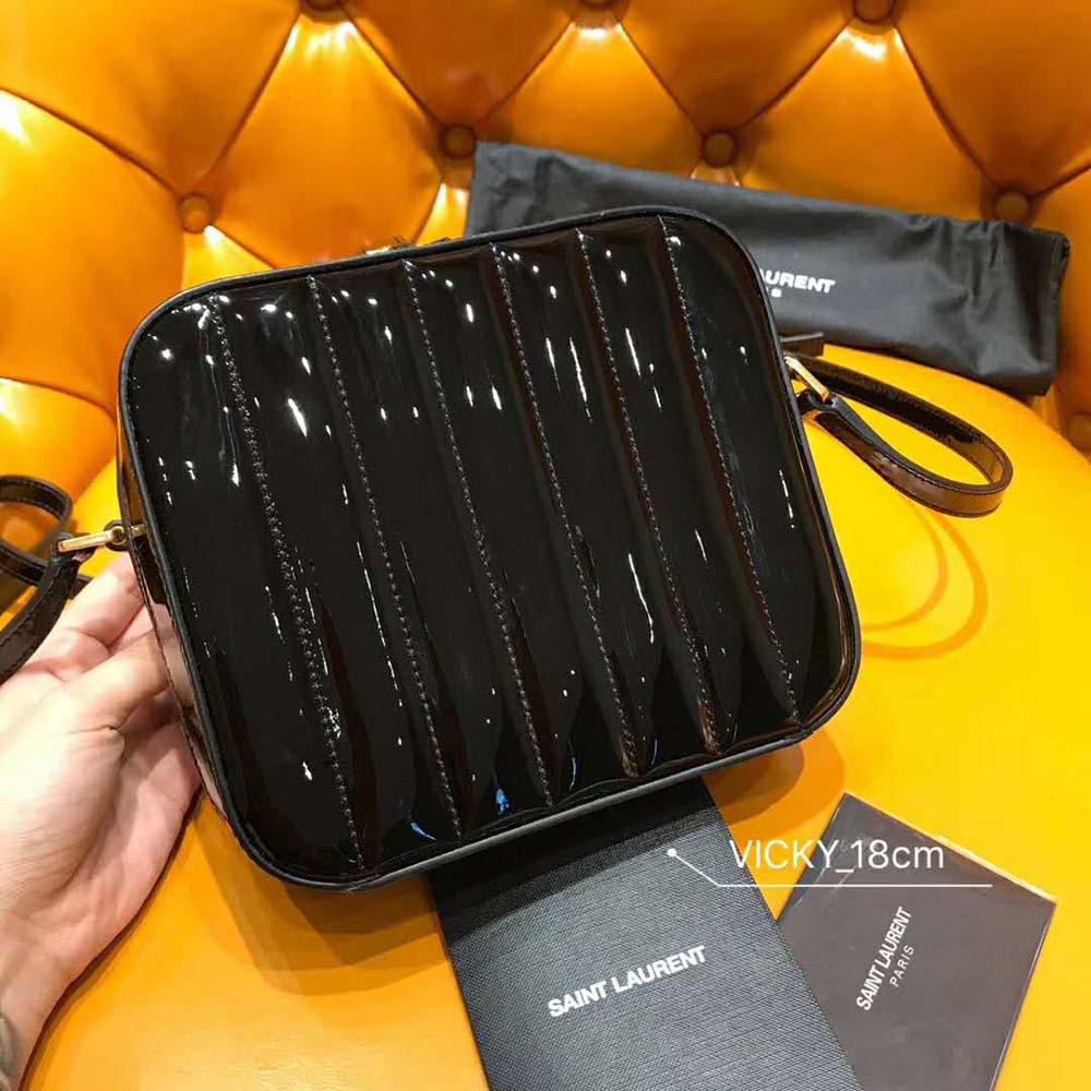 Saint Laurent YSL Women Vicky Camera Bag Quilted Patent-Black - image 4