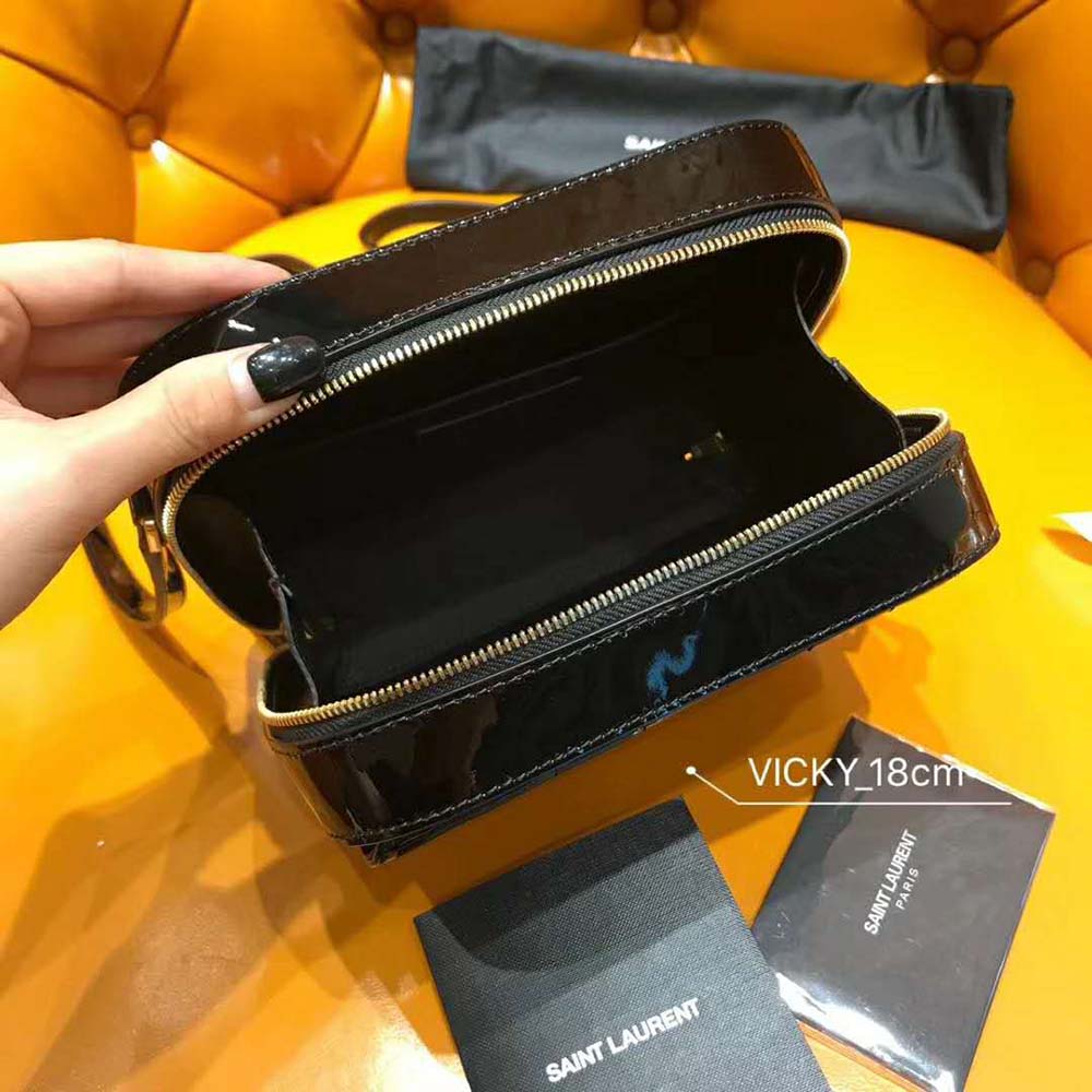 Saint Laurent YSL Women Vicky Camera Bag Quilted Patent-Black - image 8