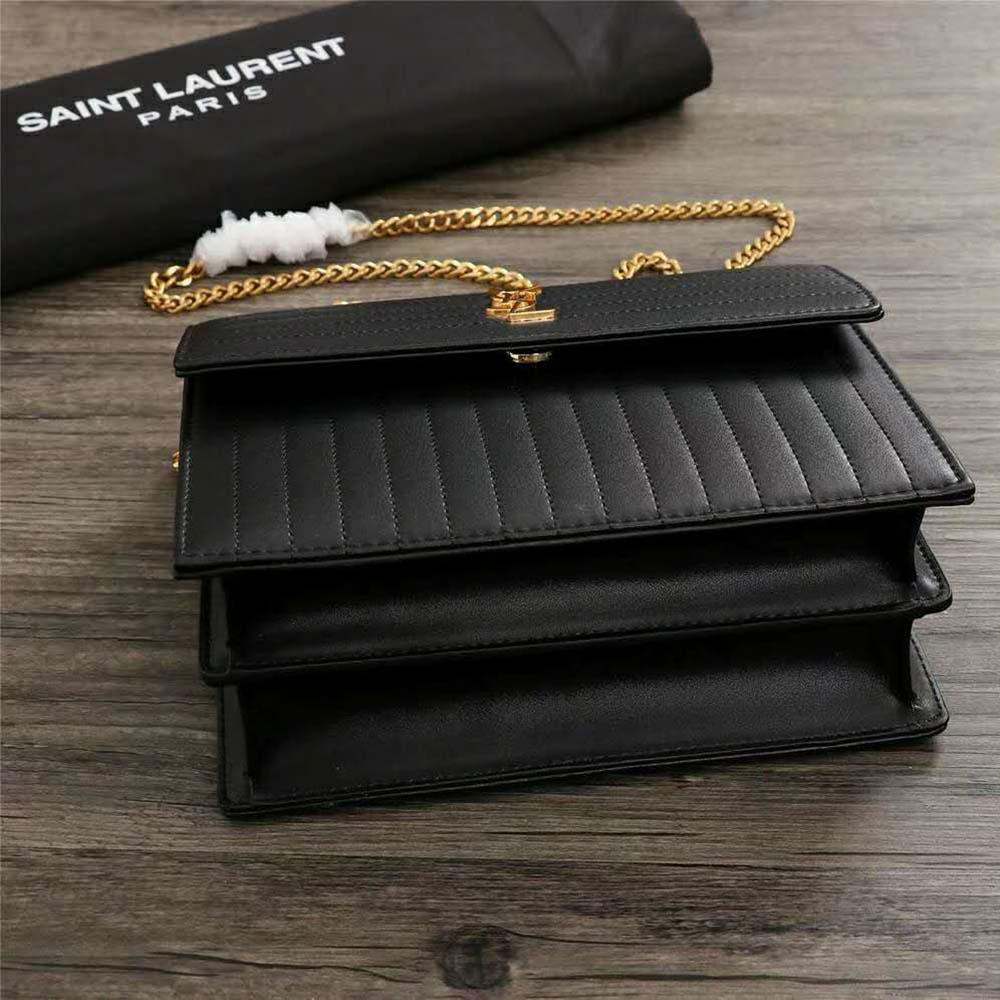Saint Laurent YSL Women Victoire Chain Bag Crinkled Leather-Black - image 4