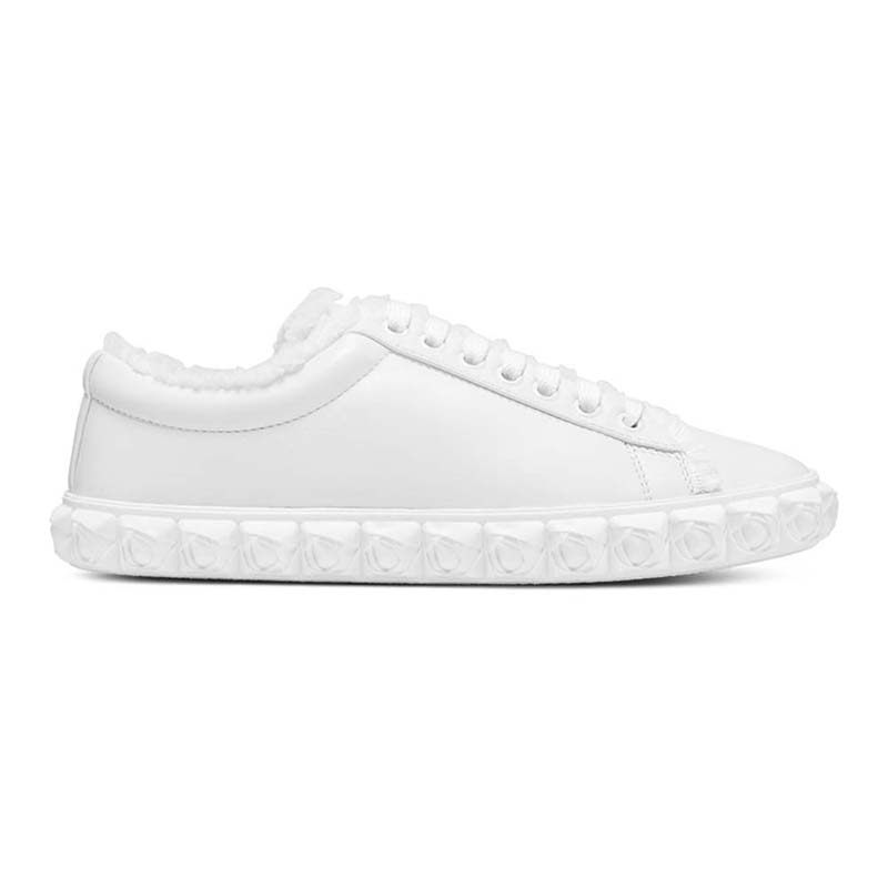 Side angle of Stuart Weitzman Women The Fringiecoverstory Sneaker white leather
