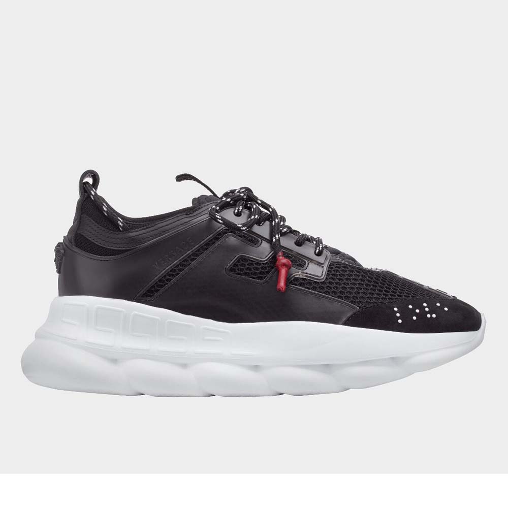 Side view of Versace Men Chain Reaction Sneakers-Black high tops