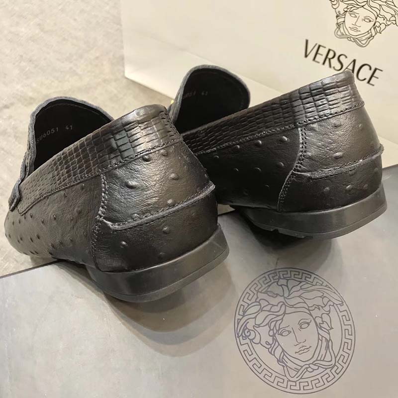 Versace Men Imola Leather Moccasins Shoes Black - image 5