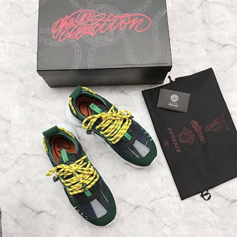 Versace Men Shoes Chain Reaction Sneaker Tartan-Green - image 5