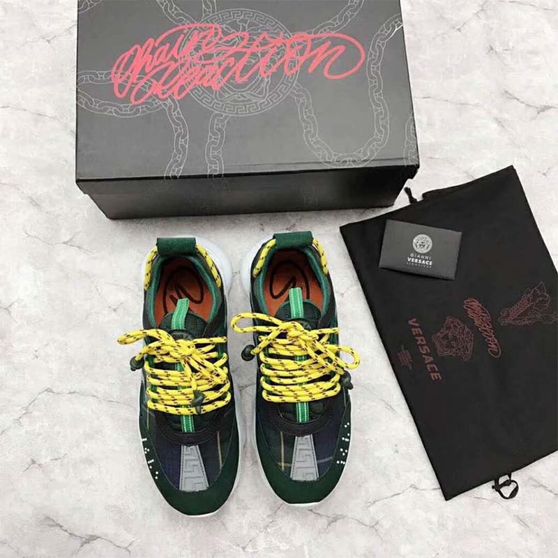 Versace Men Shoes Chain Reaction Sneaker Tartan-Green - image 4