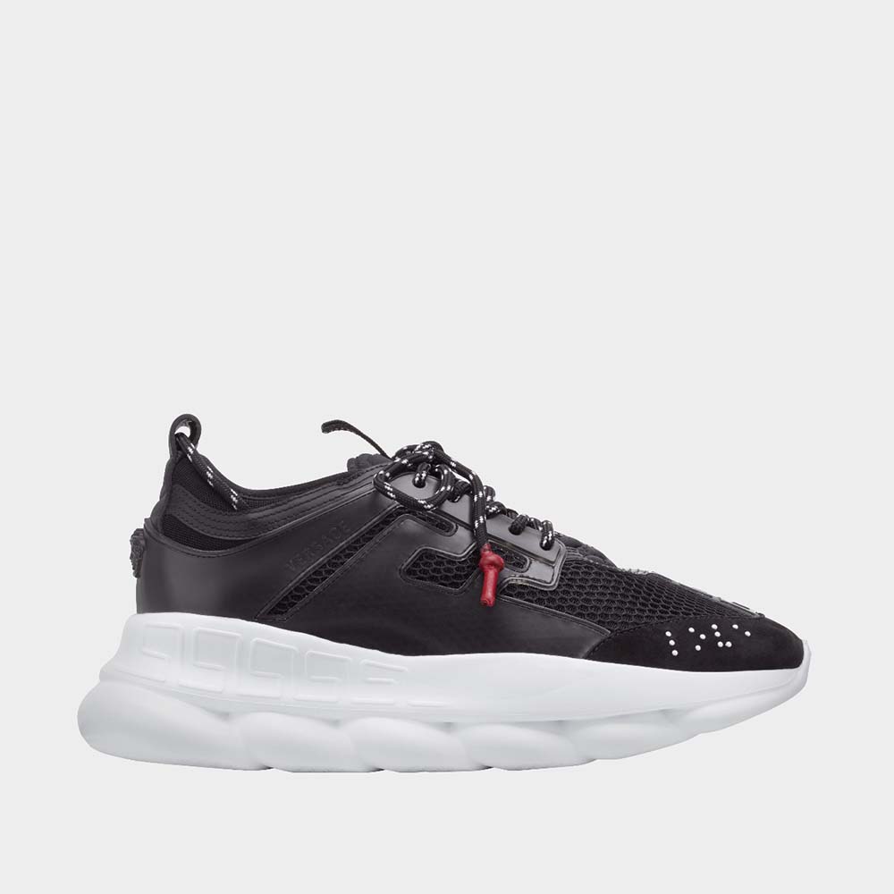 Side profile of Versace Men Shoes Chain Reaction Sneakers-Black