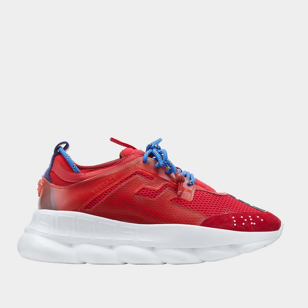 Side profile of Versace Men Shoes Chain Reaction Sneakers-Red