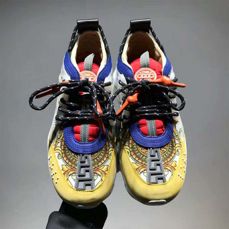 Versace Men Shoes Chain Reaction Sneakers-Yellow - image 4