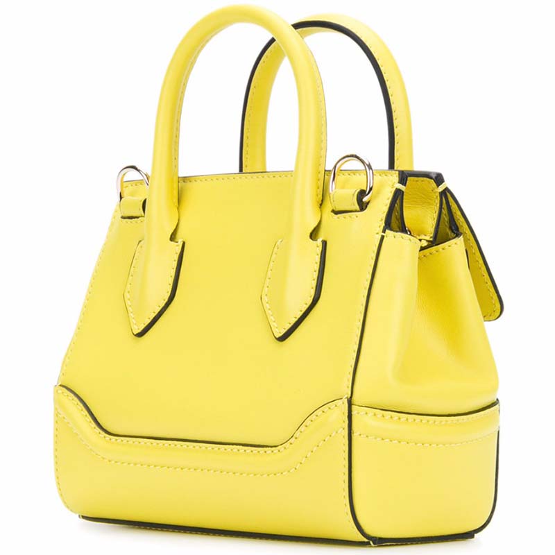 Side angle showing structured silhouette of Versace Palazzo Empire Medium Bag