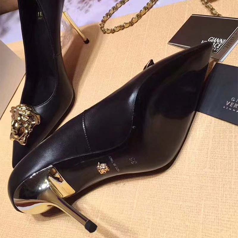 Versace Women Shoes Palazzo Pumps 110mm Heel-Black - image 4