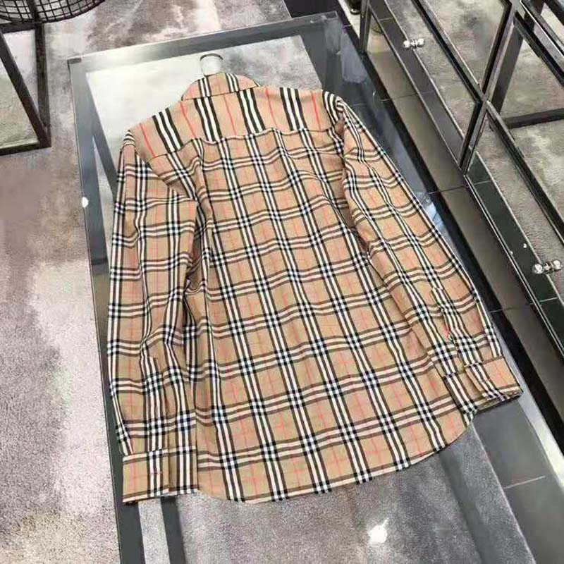 Burberry Men Classic Fit Patchwork Cotton Poplin Shirt-Brown - image 5
