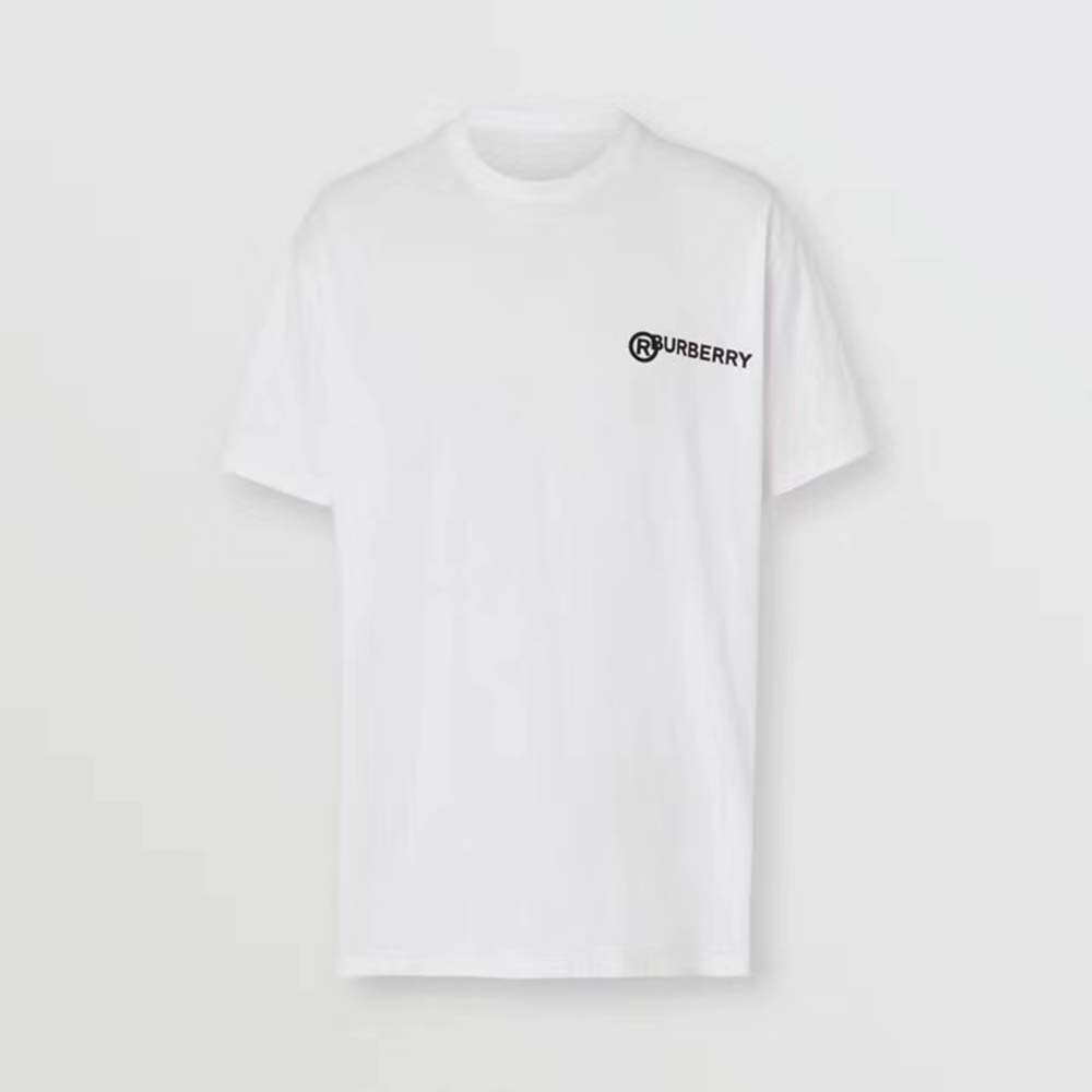 Burberry Men Logo Print Cotton Oversized T-Shirt-White
