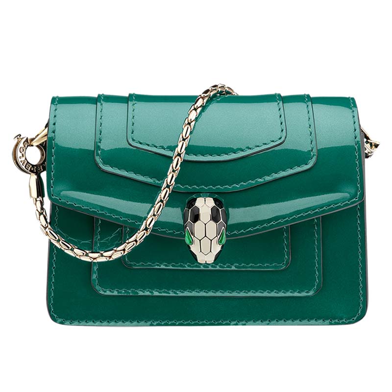 Front view of Bvlgari Women Serpenti Forever Charm-Green shoulder bag