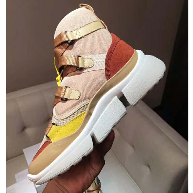 Chloe Women Shoes Sonnie High-Top Sneaker in Suede Calfskin & Mix of Materials-Pink - image 4