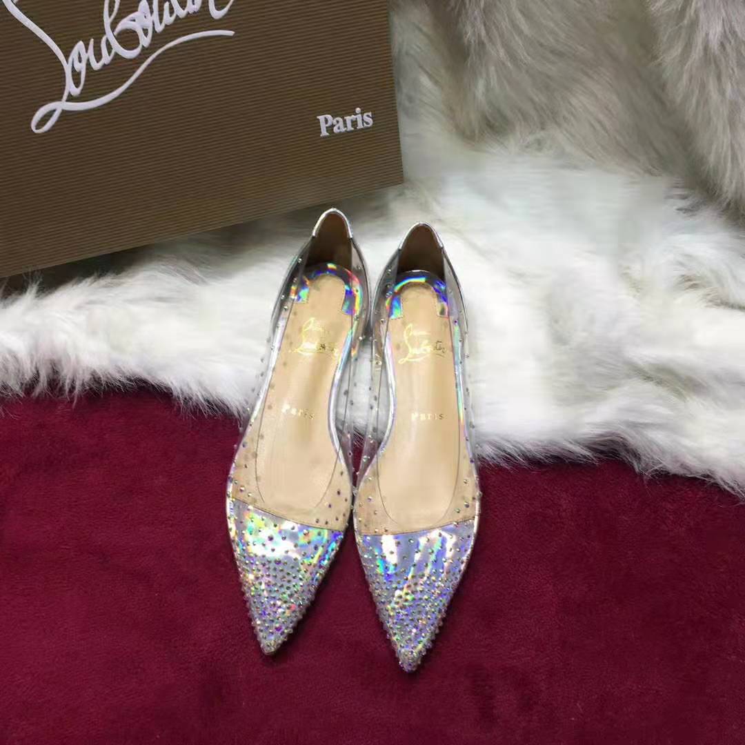 Christian Louboutin Women Evening Flats Shoes Degrastrass-Silver - image 6
