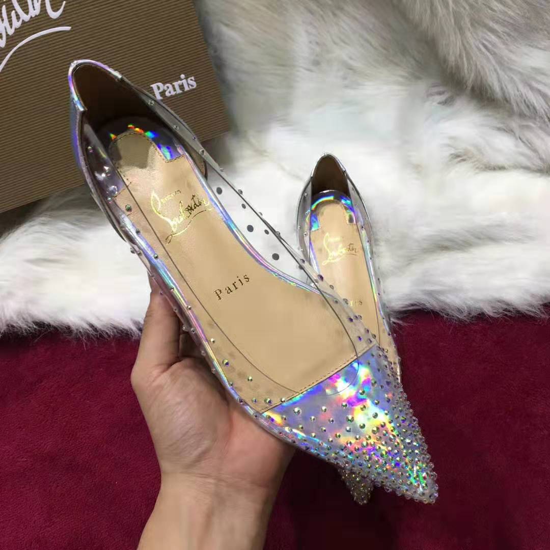 Christian Louboutin Women Evening Flats Shoes Degrastrass-Silver - image 5