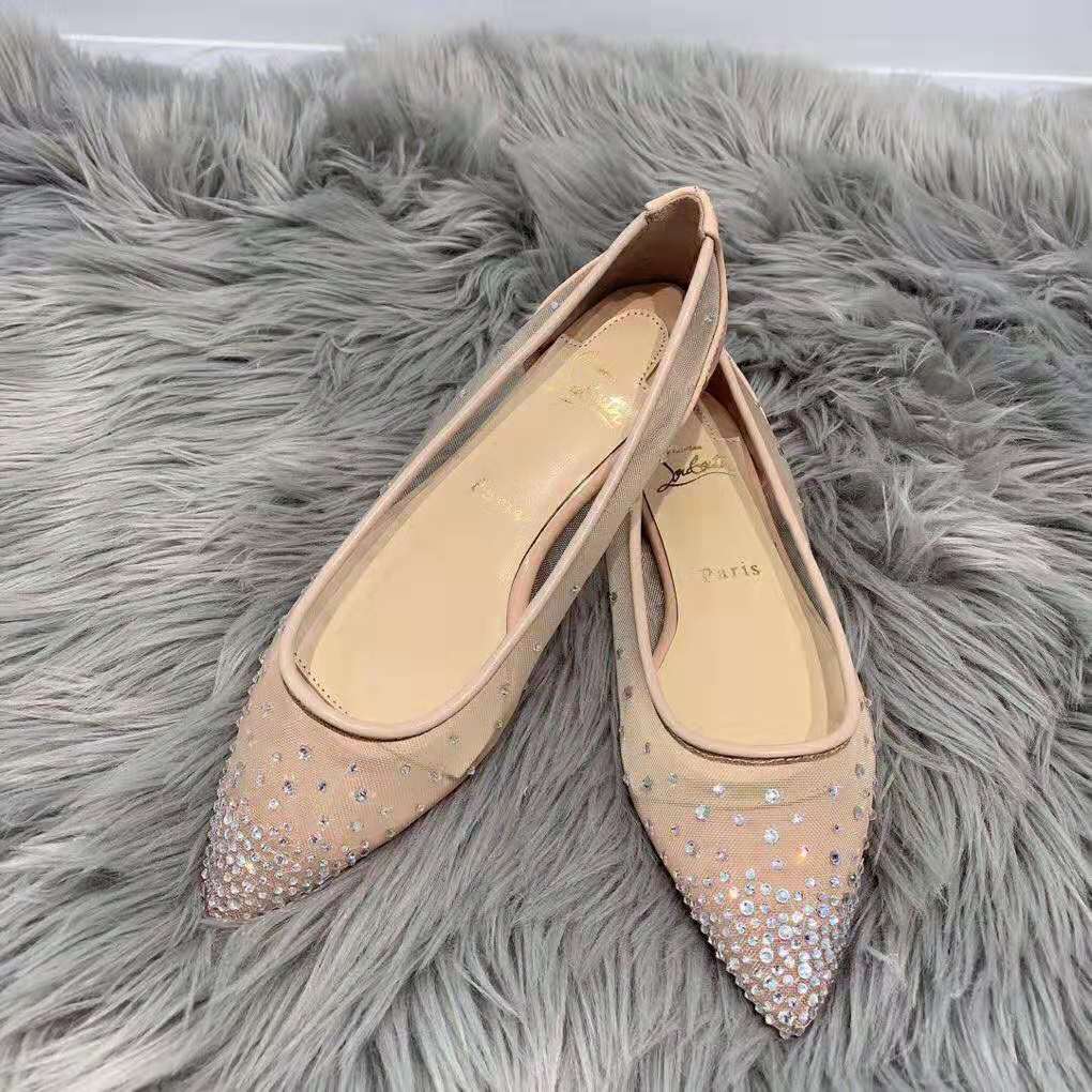 Christian Louboutin Women Follies Strass Ballet Flat-Sandy - image 5