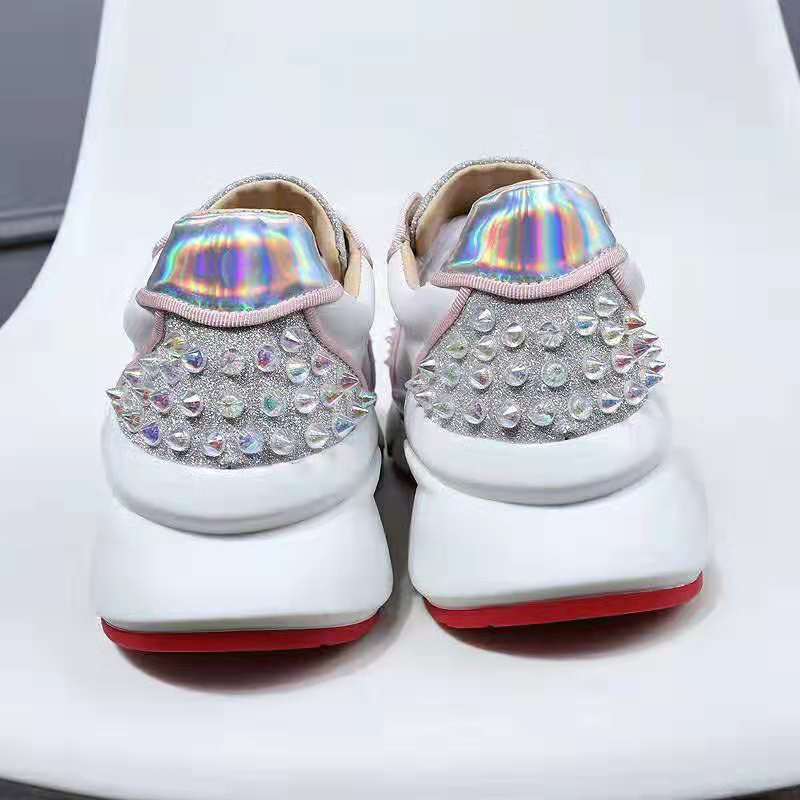 Overhead view showing lace-up closure on Christian Louboutin Women Shoes Vrs 2018 Sneakers-White