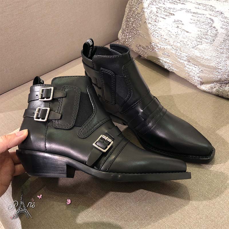 Dior Women Shoes Diorsaddle Calfskin Leather Ankle Boot 35mm Heel Hight-Black - image 8